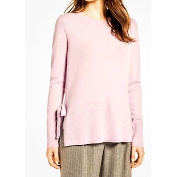 Halogen Scoop neck Sweater Size Medium Side Tie Cashmere Light Pink - Picture 9 of 9